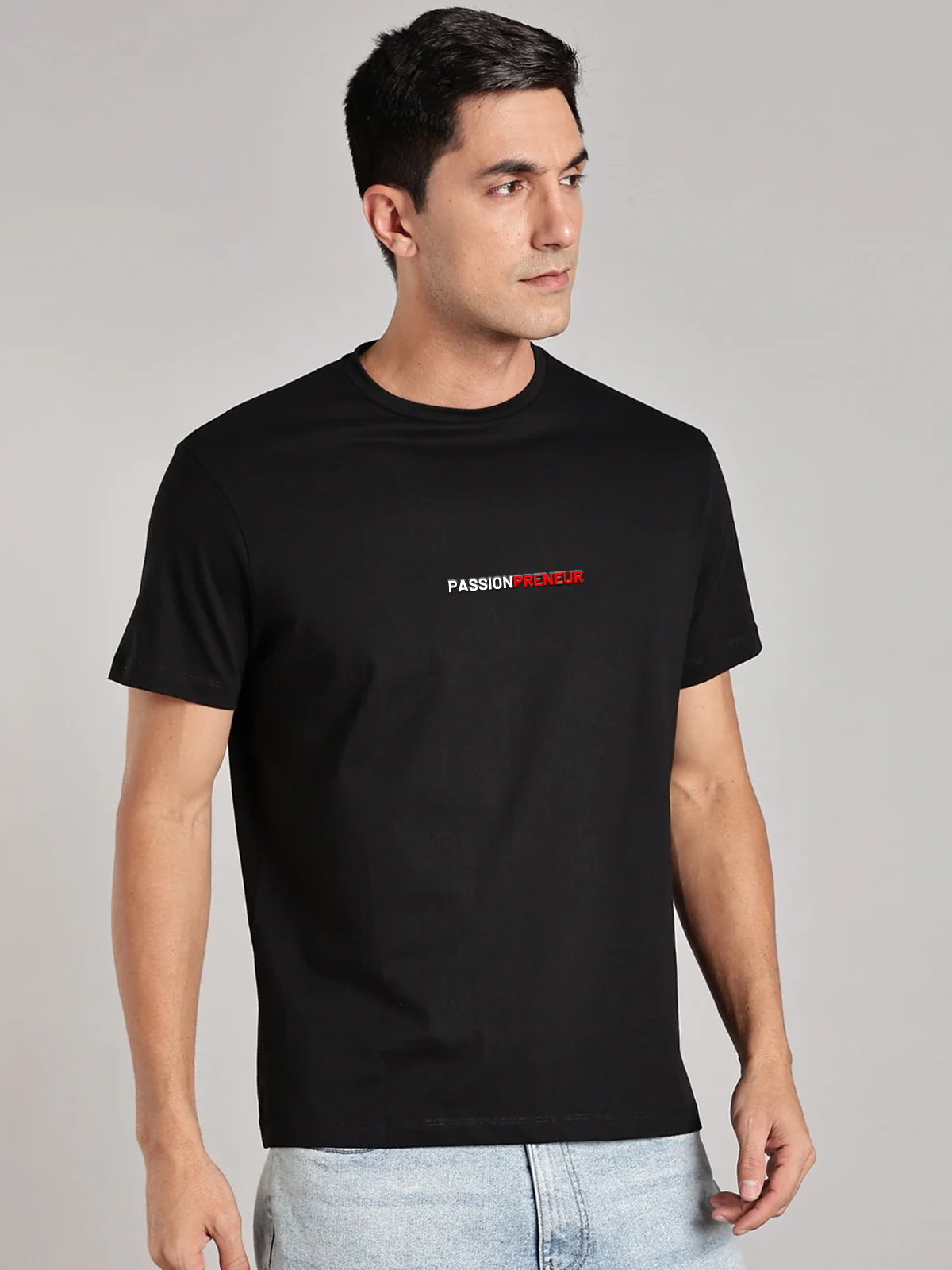 Solid Men's Soft Premium 100% Cotton Crew T-Shirt Passionpreneur Brave Black
