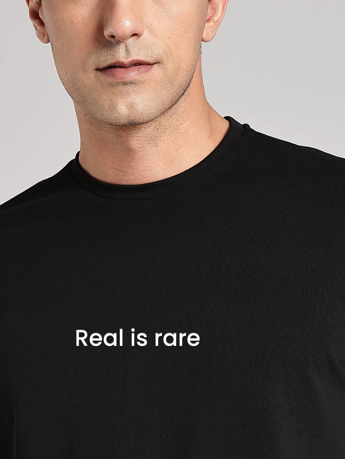Solid Men's Premium Muscle Fit Cotton Crew T-shirt Real is rare Brave Black