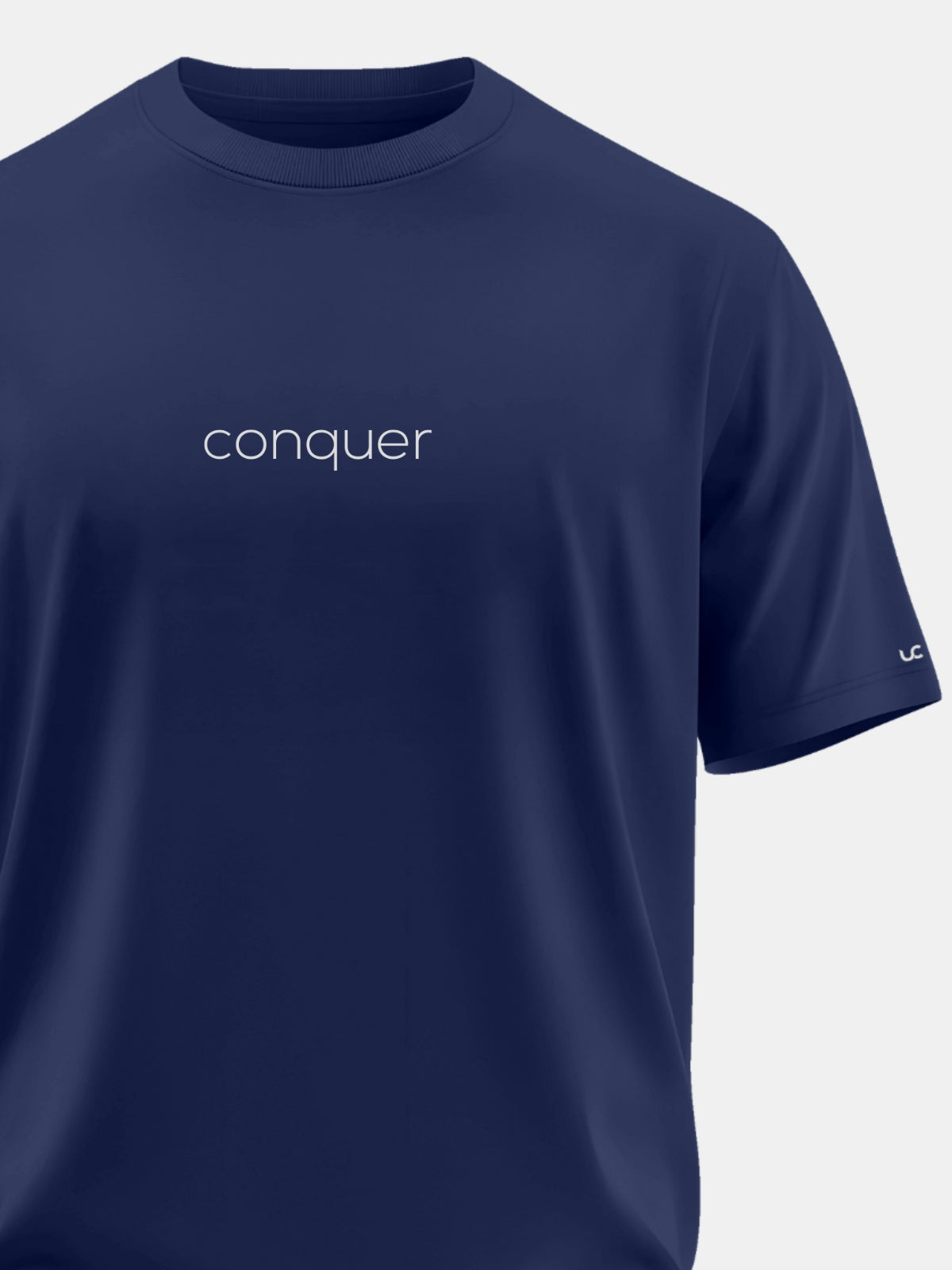 Solid Men's Soft Premium 100% Cotton Crew T-Shirt Conquer Novel Navy