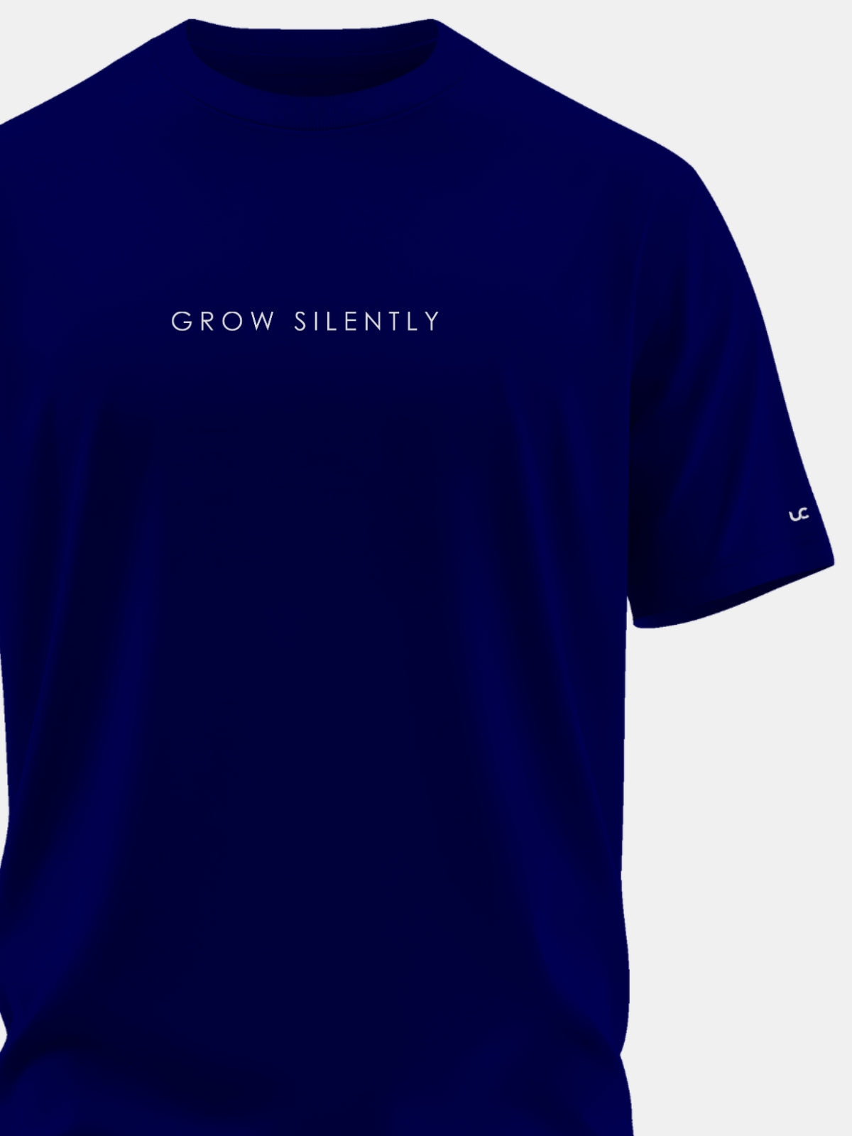 Solid Men's Premium Muscle Fit Cotton Crew T-Shirt Grow Silently Novel Navy