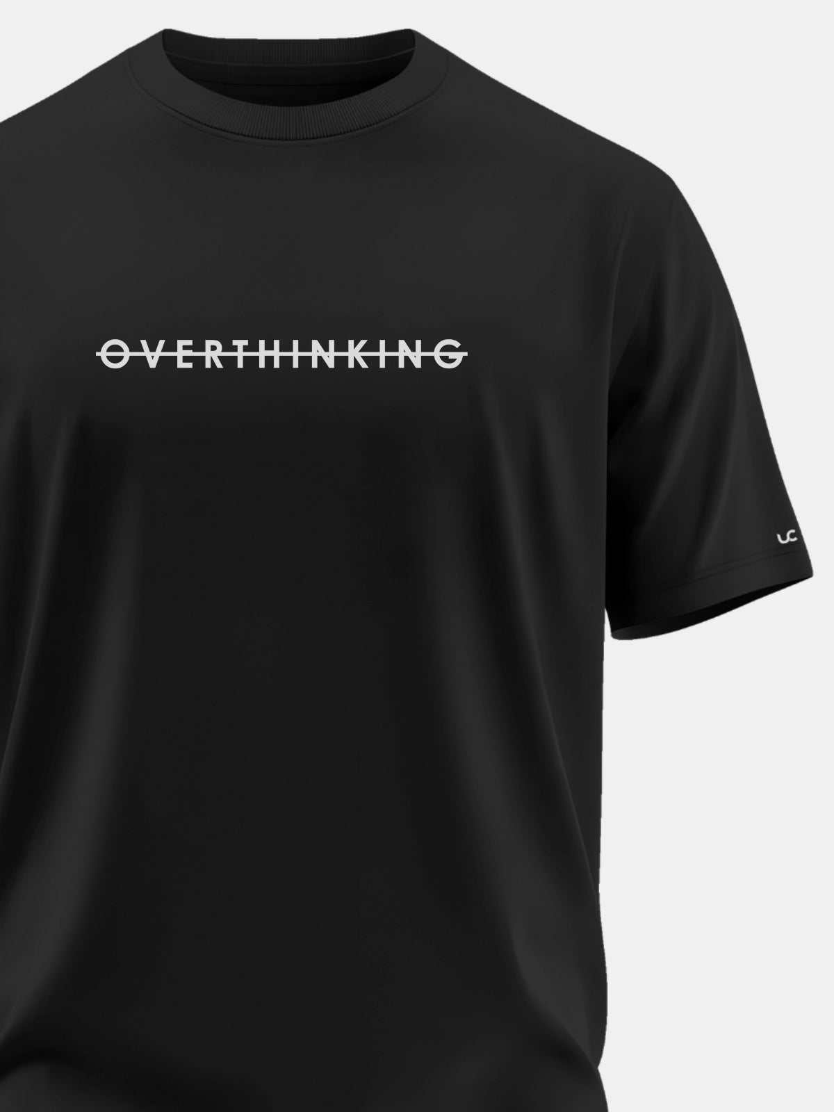 Solid Men's Premium Muscle Fit Cotton Crew T-Shirt Overthinking Brave Black